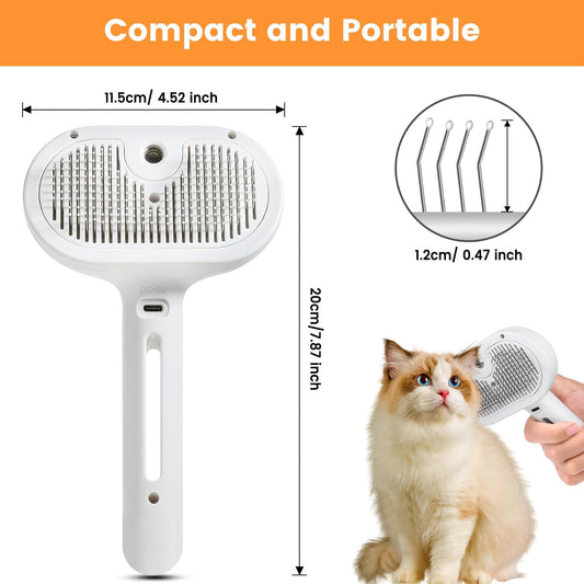 3 In 1 Cat Steam Brush, Pet Hair Removal Steam Brush For Cat Dog Long Short Haired
